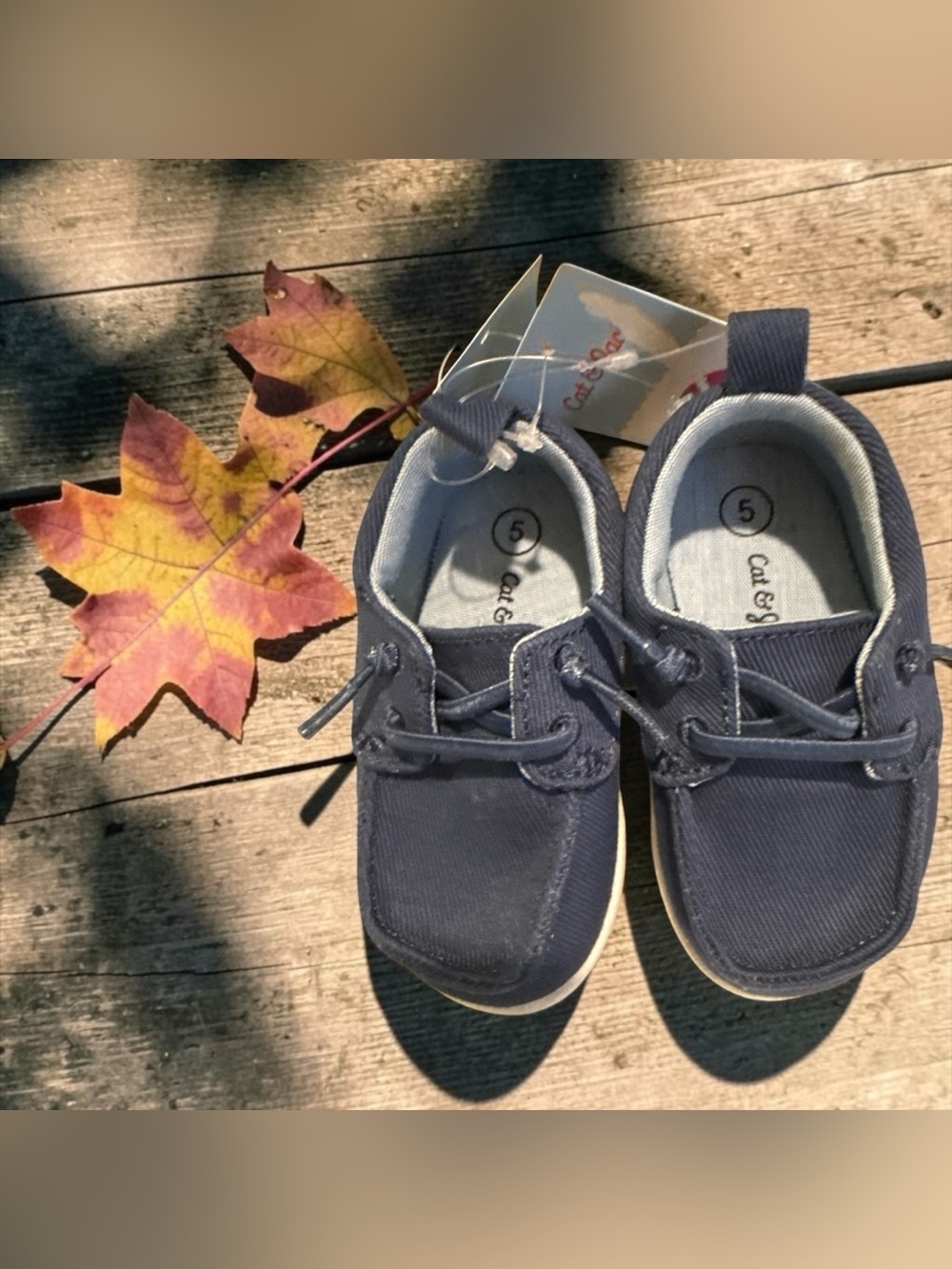 Cat & Jack Navy Kids Canvas Boat Shoes 5T